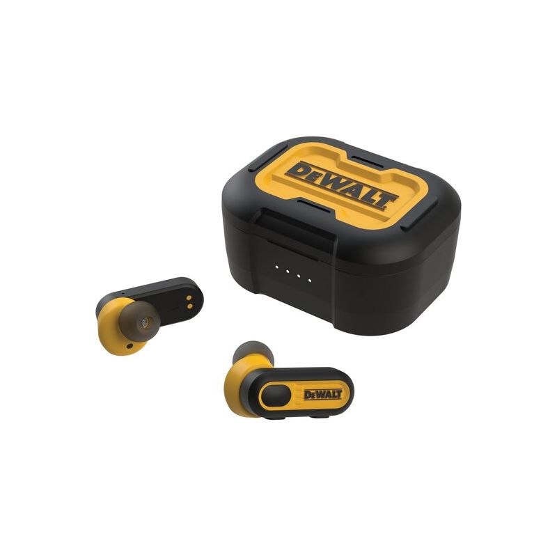 DeWALT Pro-X1 190 2092 DW2 Jobsite True Earbuds, 5.0 Bluetooth, Black/Yellow Black/Yellow