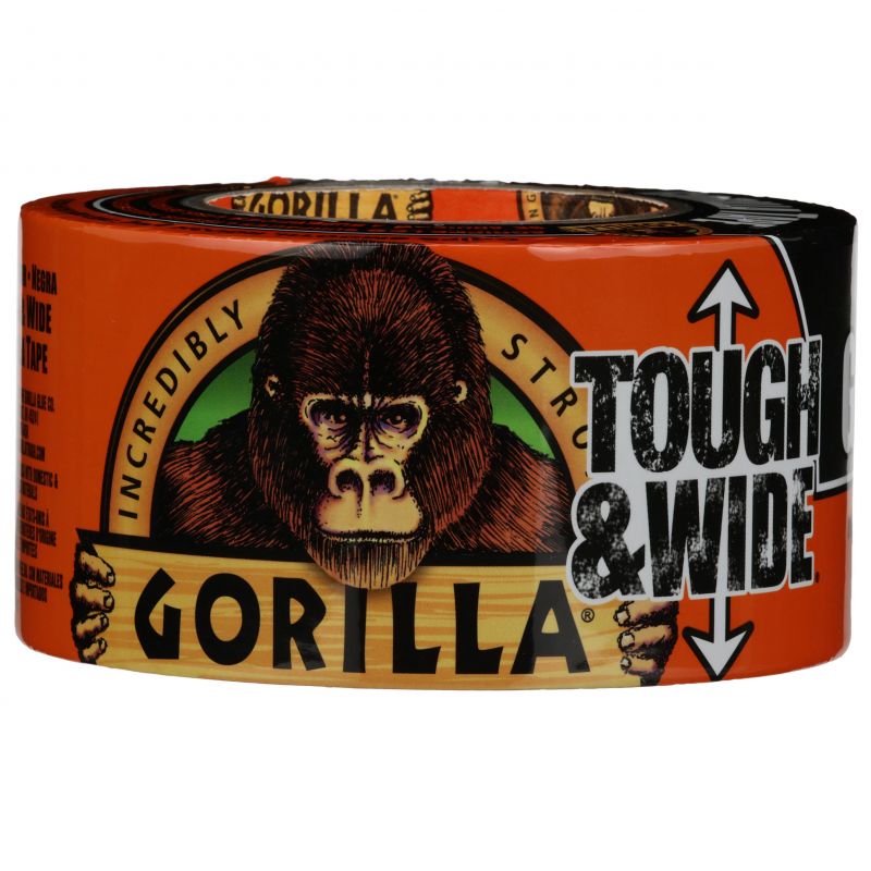 Gorilla 6003001 Duct Tape, 25 yd L, 3 in W, Cotton/Polymer Backing, Black Black