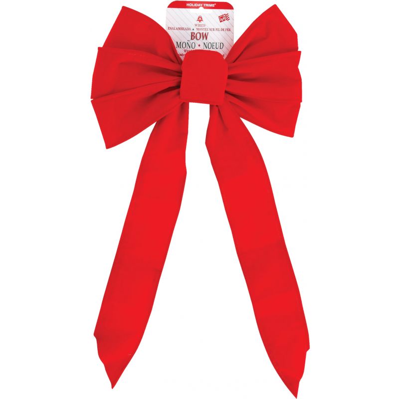Holiday Trims 7-Loop Red Velvet Wire Christmas Bow Red (Pack of 12)