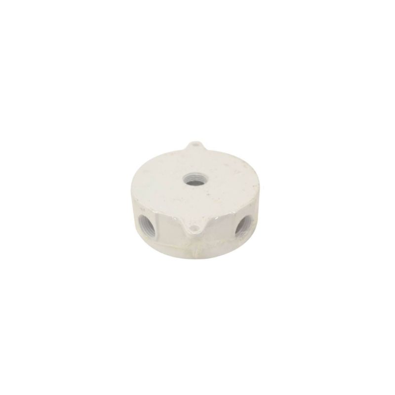 Teddico/Bwf RB-5WV Outlet Box, 5-Knockout, 5-1/2 in, Metal, White, Powder-Coated White