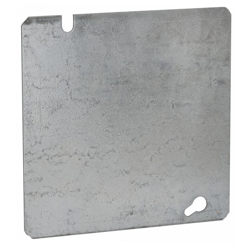 Raco 832 Flat Electrical Box Cover, 4.688 in L, 4.688 in W, Square, Steel, Gray, Galvanized Gray
