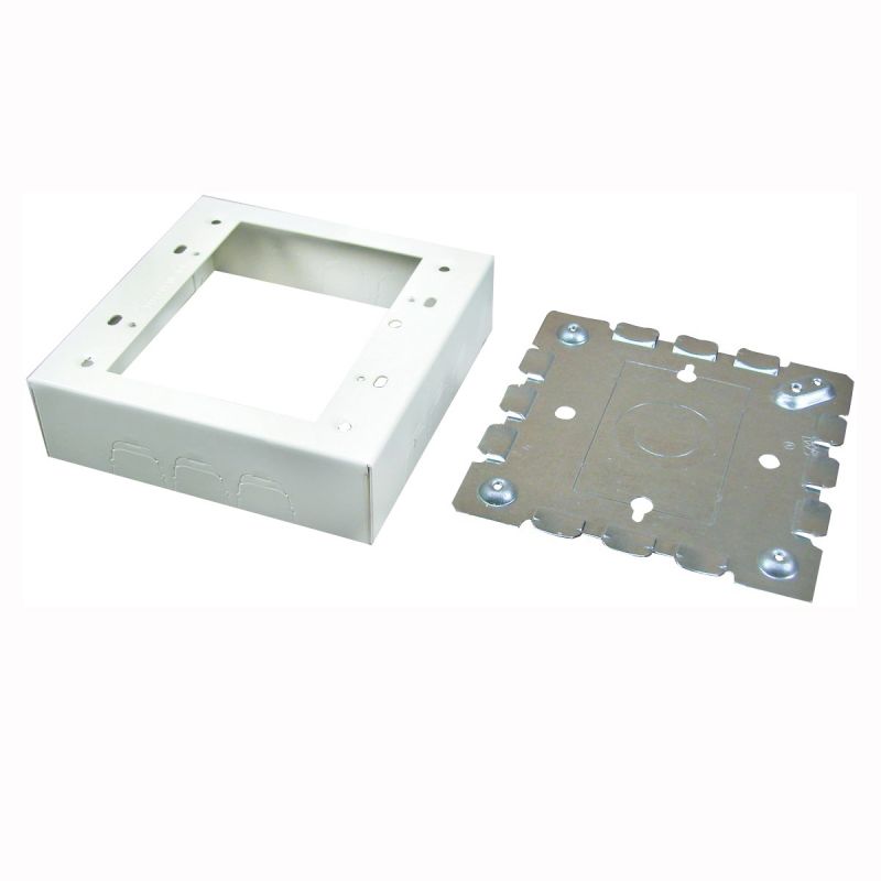 Wiremold B32 Outlet Box, 2 -Gang, 0 -Knockout, Metal, Ivory, Wall Mounting Ivory