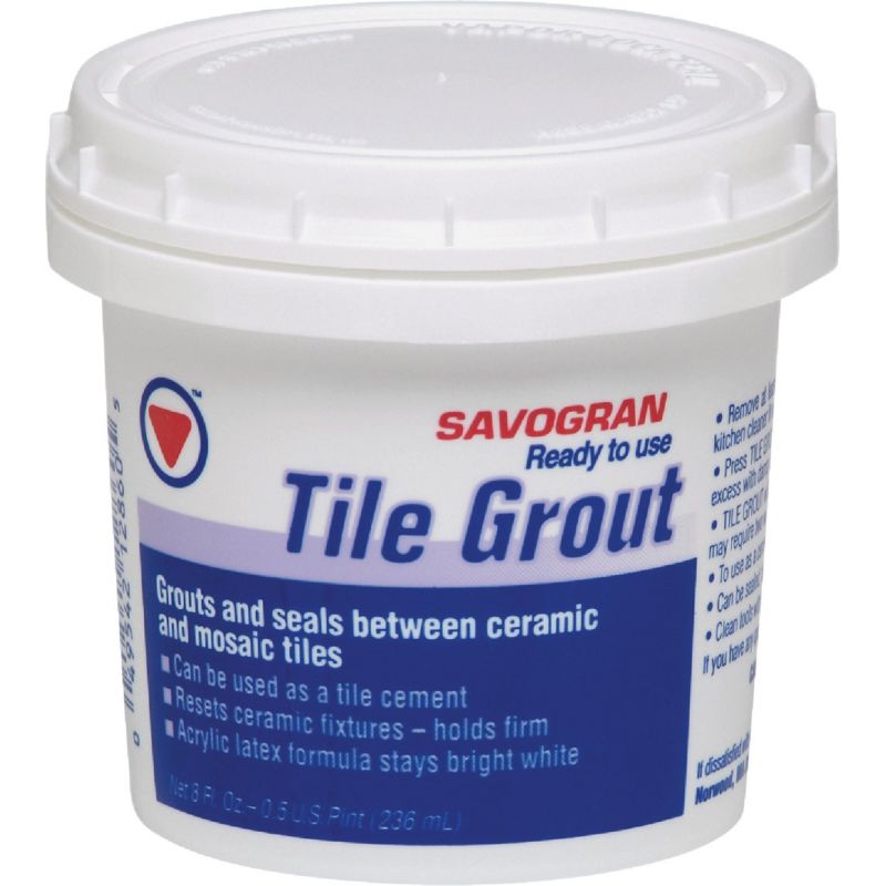 Savogran Ready-To-Use Tile Grout 1/2 Pint, Bright White