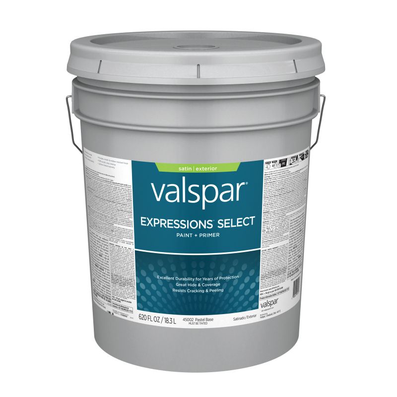 Valspar Expressions Select 4500 08 Latex Paint, Acrylic Base, Satin, Pastel Base, 5 gal Pastel Base