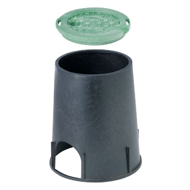 National Diversified Round Valve Box with Cover Black &amp; Green