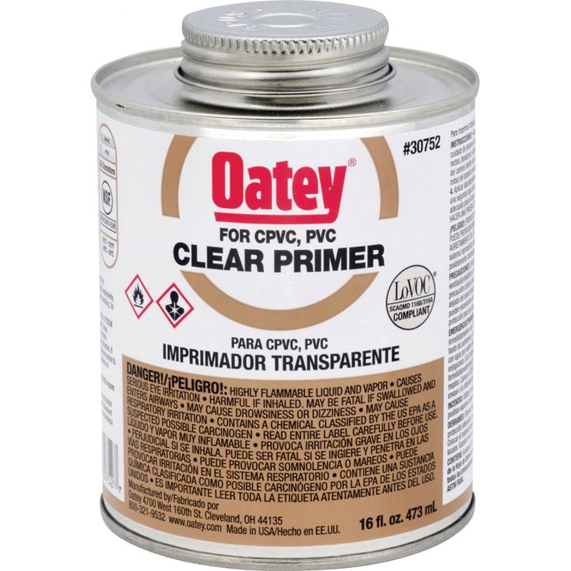 Oatey Clear Pipe and Fitting Primer for PVC/CPVC 16 Oz., Clear