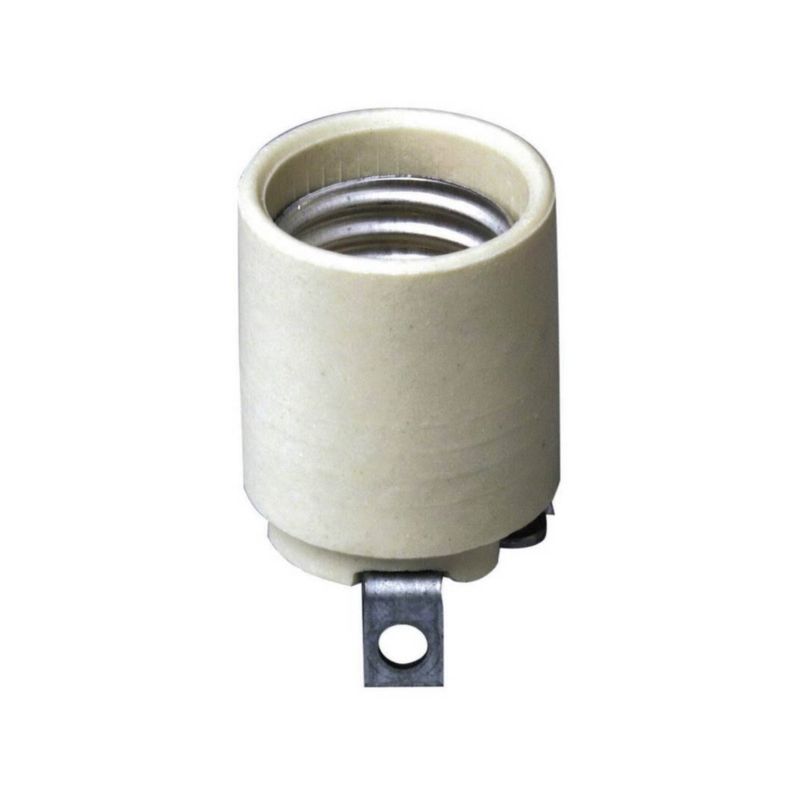Leviton 3152-F Lamp Holder, 250 V, 660 W, Porcelain Housing Material, White White