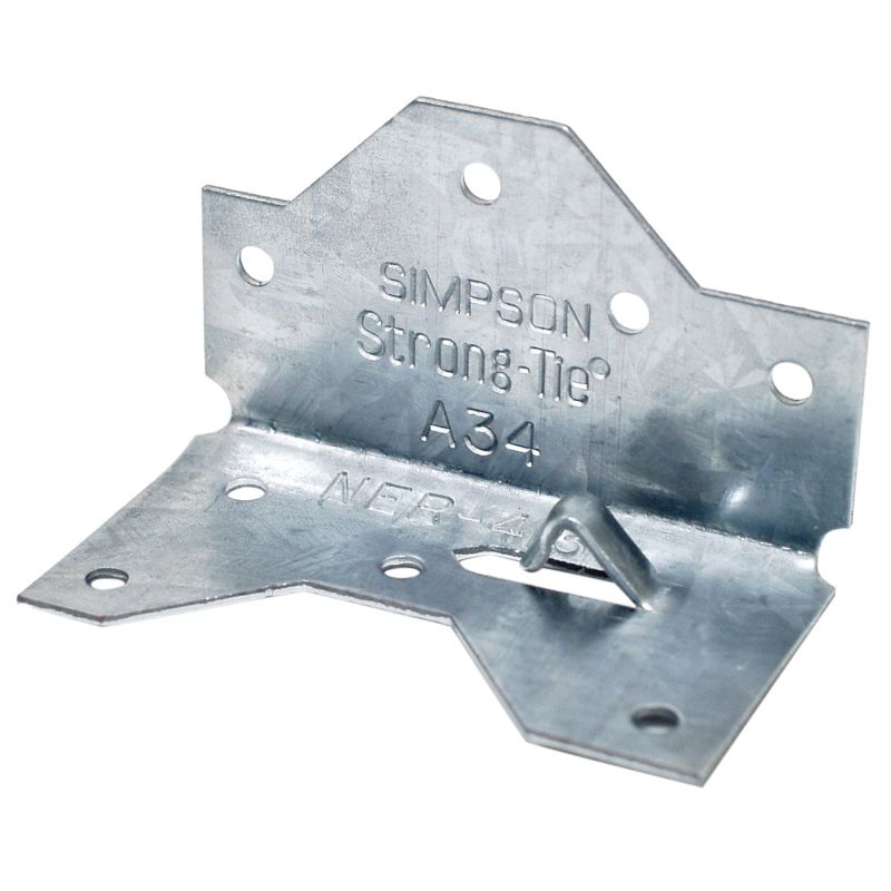 Simpson Strong-Tie A34Z Framing Angle, 1-7/16 in W, 2-1/2 in D, Steel, ZMAX