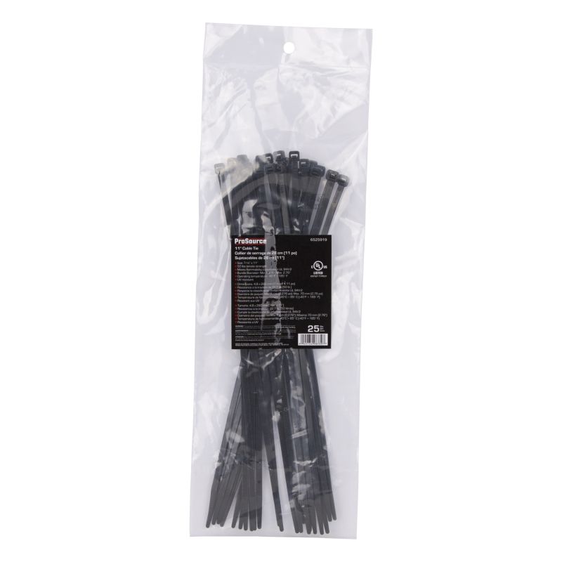 ProSource CV280W-253L Cable Tie, 70 mm Max Bundle Dia, Self-Lock Locking, Nylon, Black Black