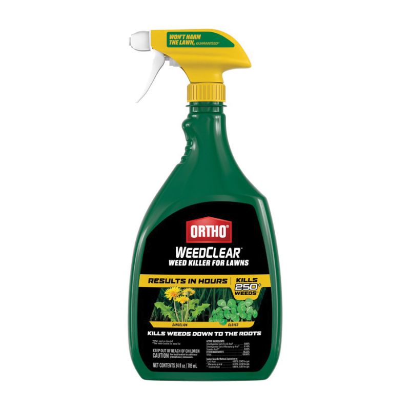 Ortho WeedClear 0205710 RTU Lawn Weed Killer, Liquid, Spray Application, 24 oz Bottle Clear Yellow