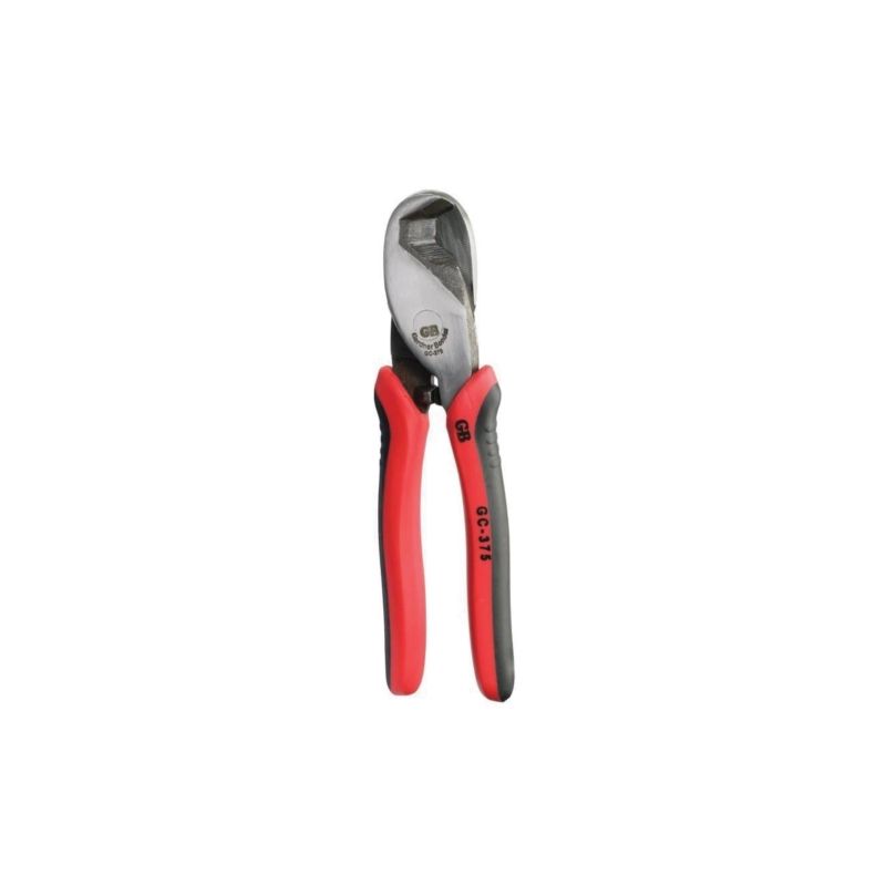 GB GC-375 Cable Cutter, 8 in OAL, Steel Jaw, Rubber-Grip Handle, Red Handle