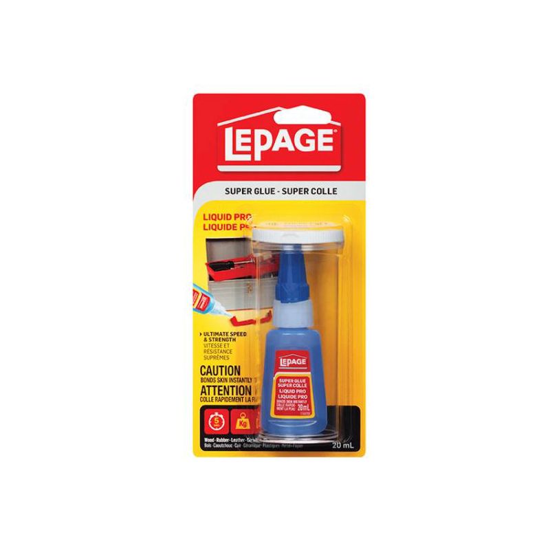 LePage 2600201 Super Glue, Liquid, Sharp, Irritating, Clear/Colorless, 20 mL Carded Bottle Clear/Colorless