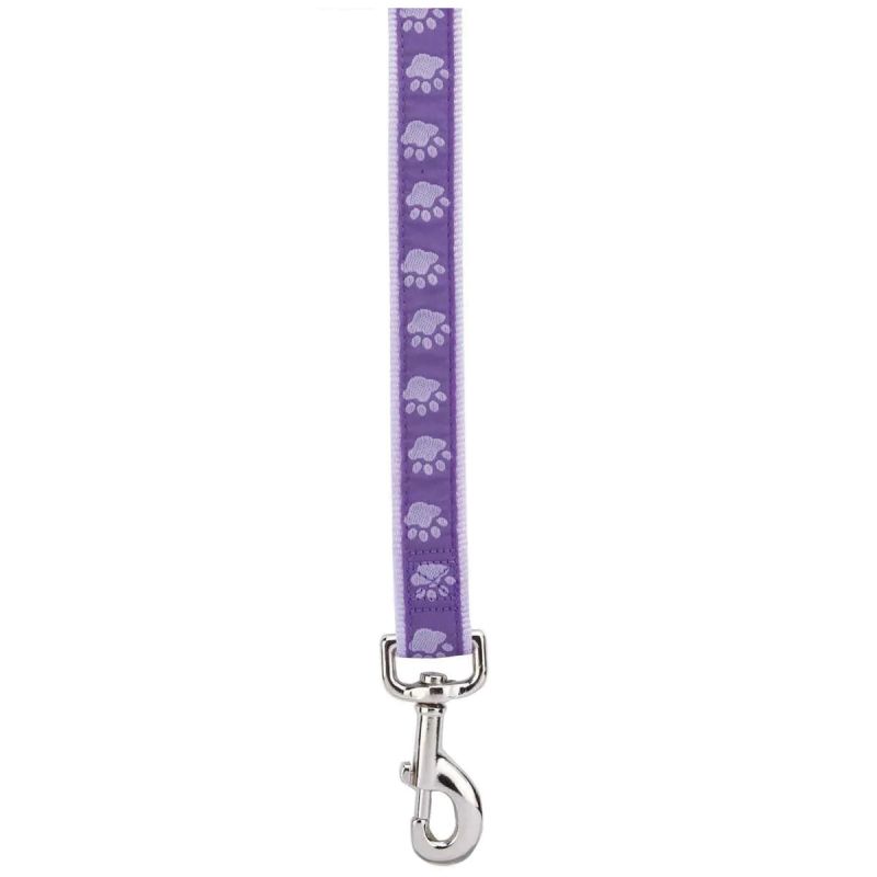 Casual Canine ZA8861 66 79 Two-Tone Pawprint Dog Lead, 6 ft L, 1 in W, Nylon Line, Purple, Fastening Method: Swivel Clip Purple