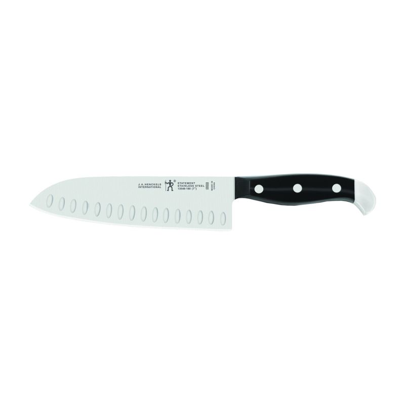Henckels International Statement Series 13548-183 Santoku Knife, 7 in L Blade, Stainless Steel Blade, Black Handle 7 In