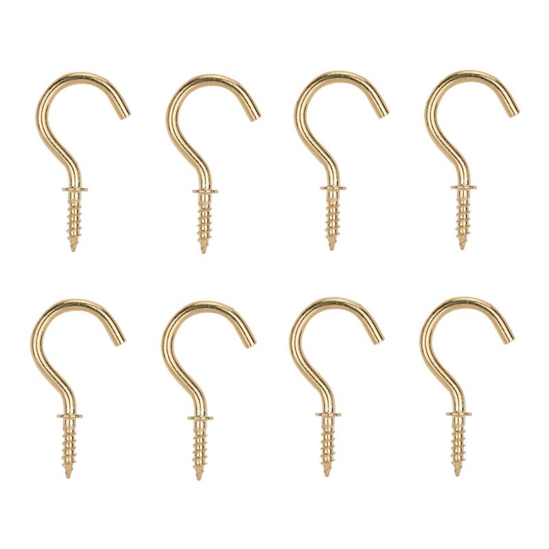 ProSource PH-122314-PS Cup Hook, 1/8 in Thread, 33 mm L, Brass, Brass Plated Brass