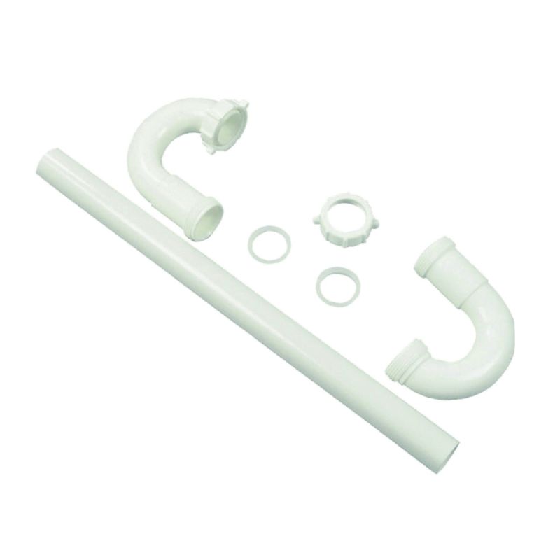 Danco 51665 S-Trap, 1-1/4 in, Slip Joint, Plastic, White White