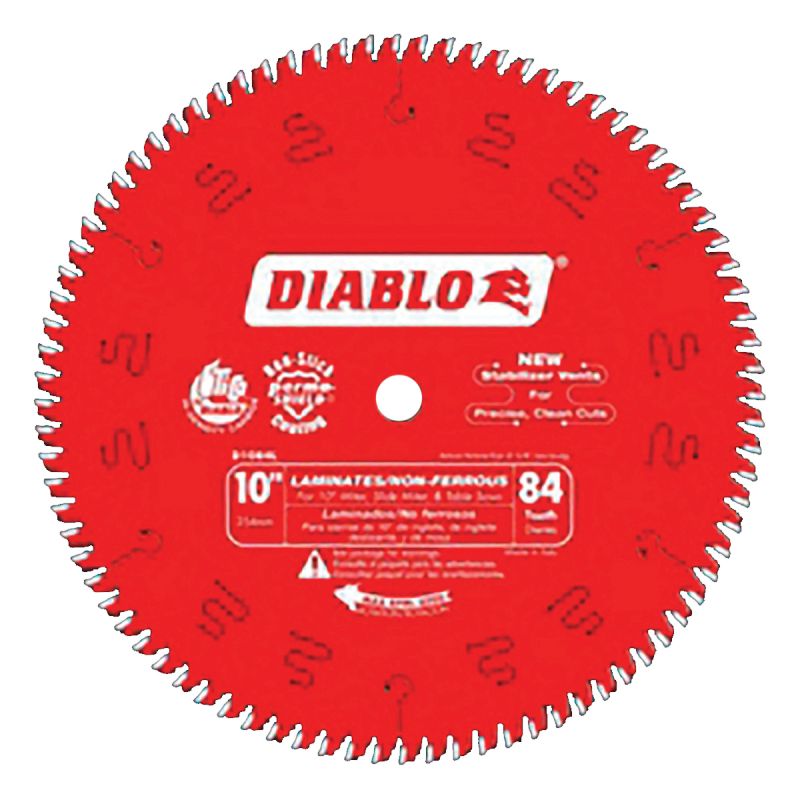 Diablo D1084L Circular Saw Blade, 10 in Dia, 5/8 in Arbor, 84-Teeth, Carbide Cutting Edge