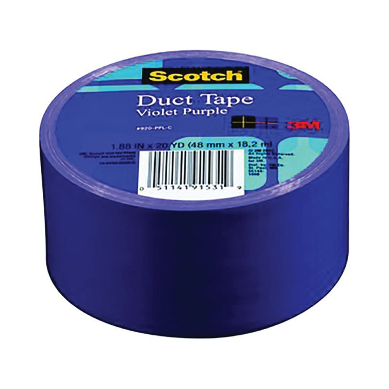 3M 920-PPL-C Duct Tape, 20 yd L, 1.88 in W, Cloth Backing, Violet Purple Violet Purple