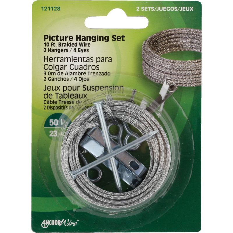 Hillman Anchor Wire Picture Mirror Cord Set 50 Lb. (Pack of 10)