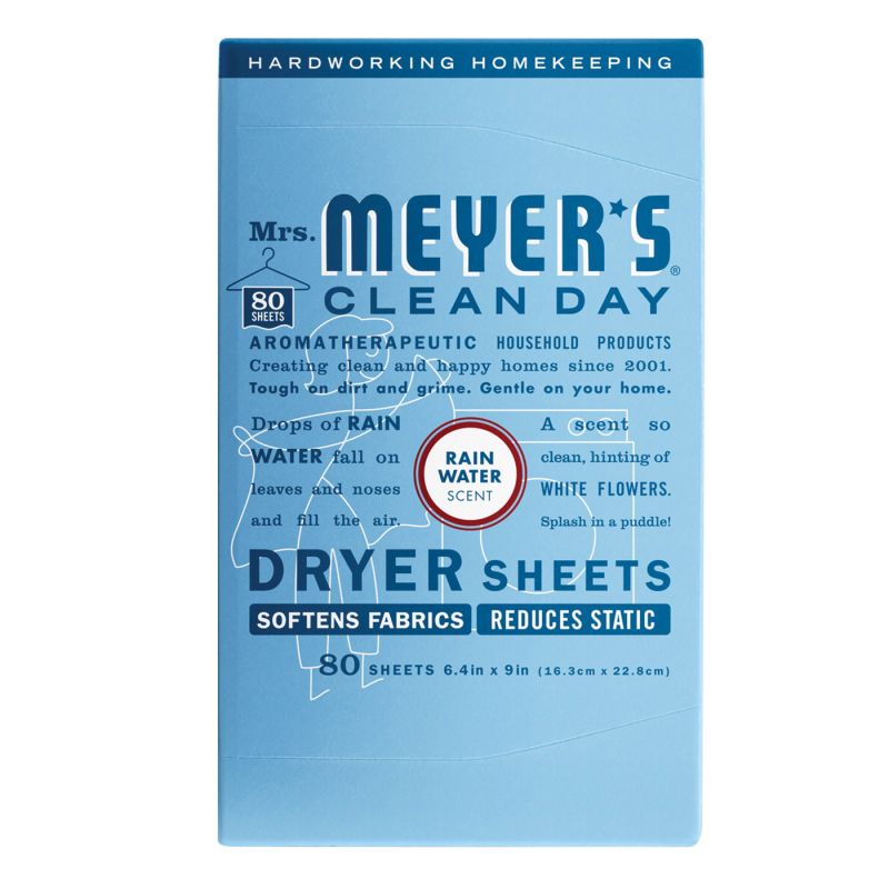 Mrs. Meyer&#039;s Clean Day 325239 Dryer Sheet, Rain Water, White White