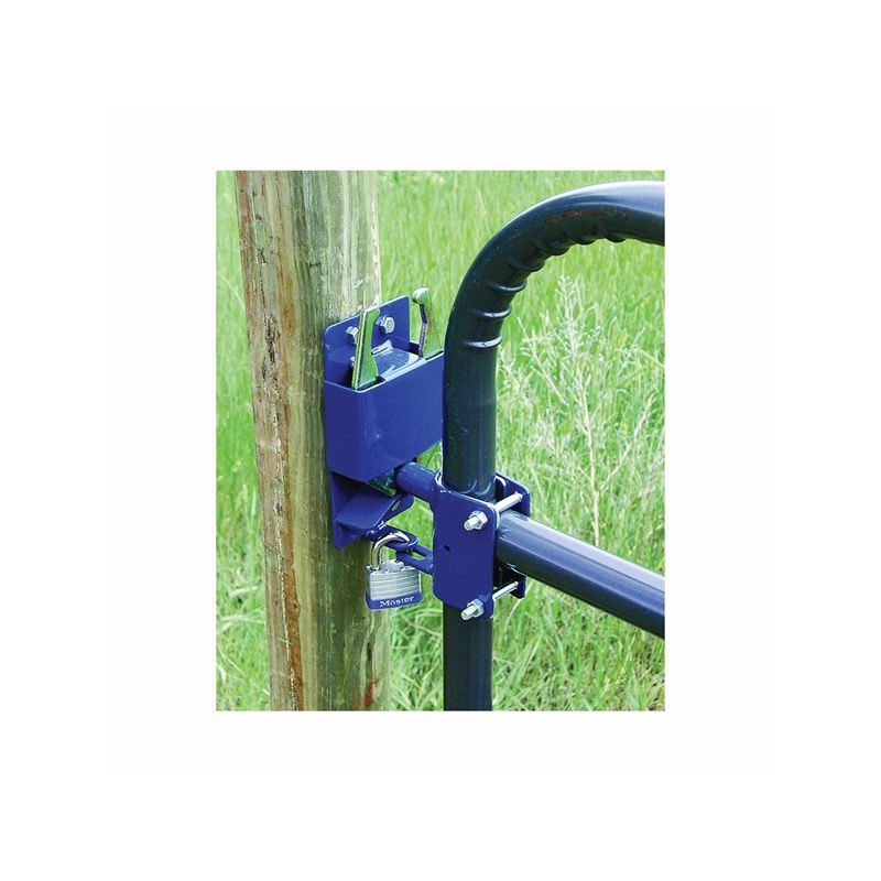 SpeeCo S16100100 Gate Latch, 2-Way, Lockable, Steel, Blue, For: 1-1/4 to 2 in OD Round Tube Gate Blue