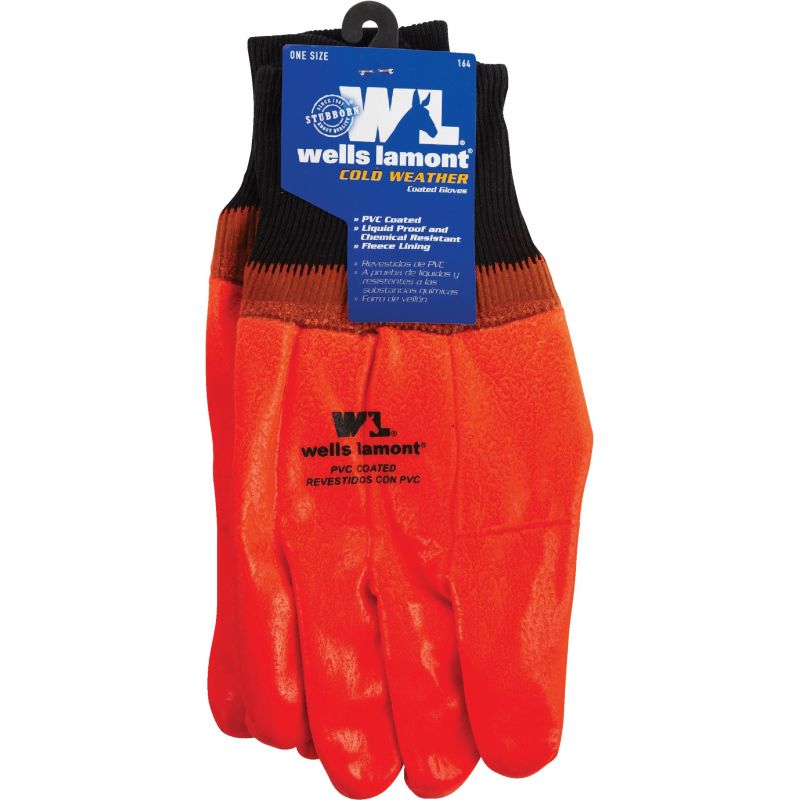 Wells Lamont PVC Coated Chemical Resistant Winter Glove 1 Size Fits All, Orange