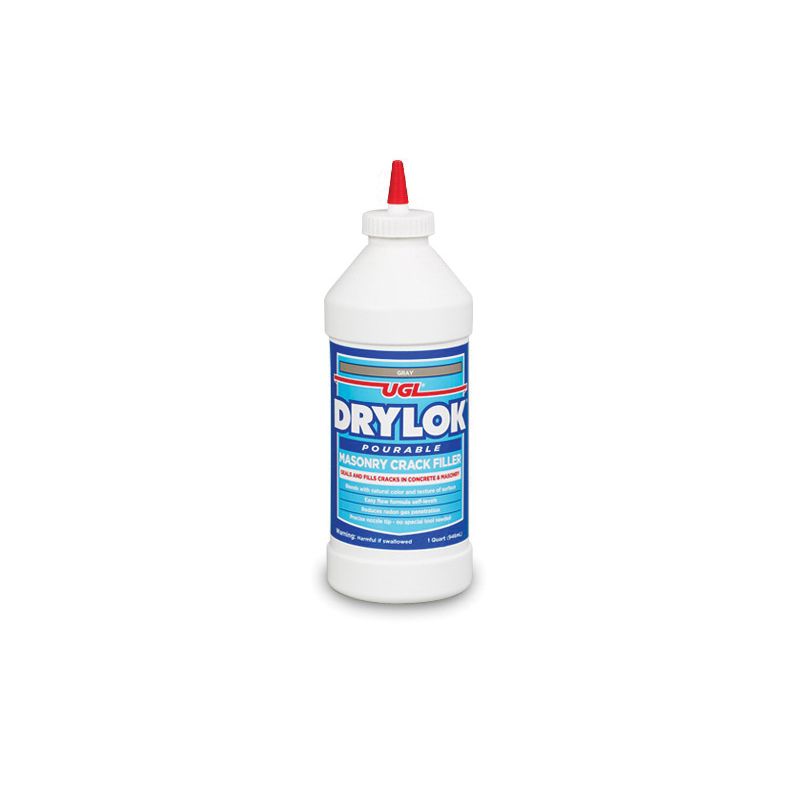 Drylok 30512 Pourable Crack Filler, Gray, Liquid, 1 qt Gray