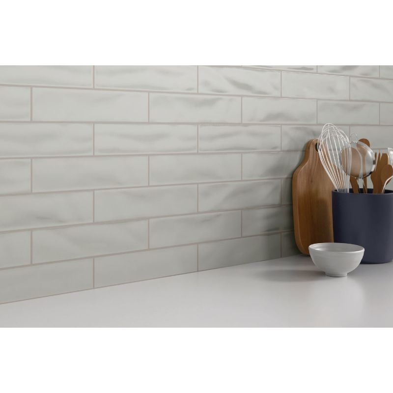 Emser Craft II Ceramic Wall Tile with Undulating Texture Gray, Modern