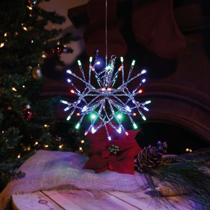 Alpine Hanging Twig Snowflake Ornament Lighted Decoration