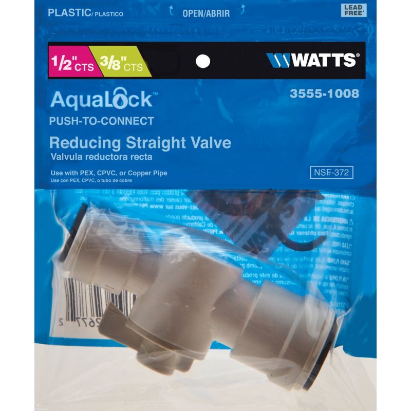 Watts Quick Connect Straight Stop Valve 1/2 In. CTS X 3/8 In. CTS