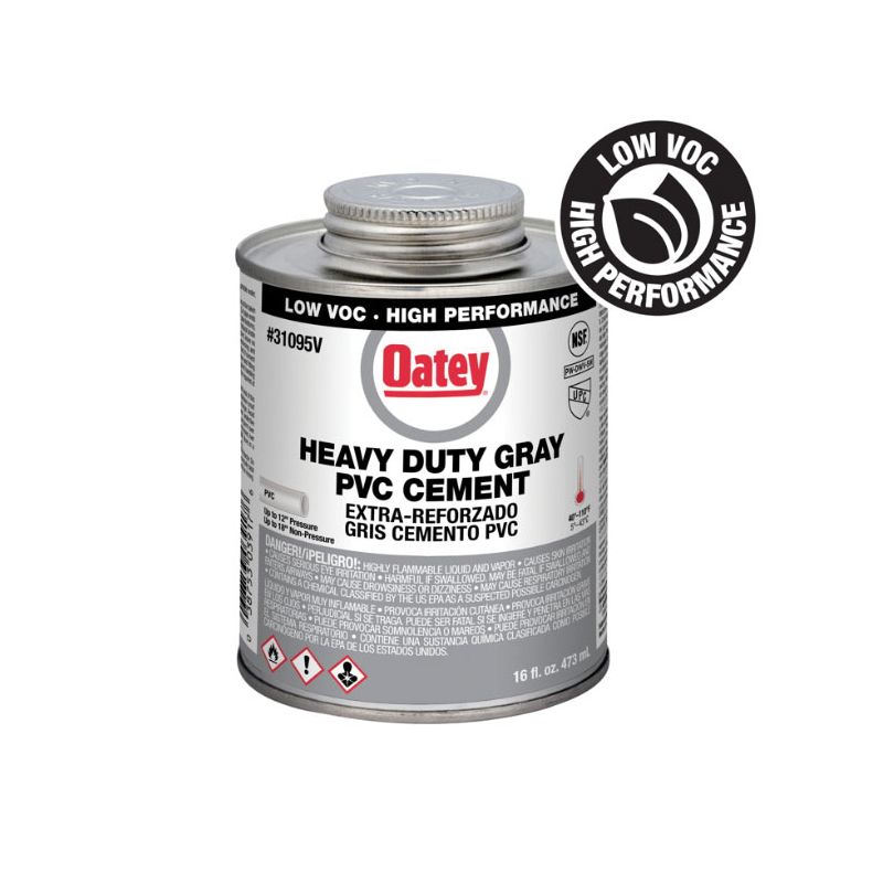 Oatey 31095LV Heavy-Duty Medium Set Cement, 16 oz Can, Liquid, Gray Gray