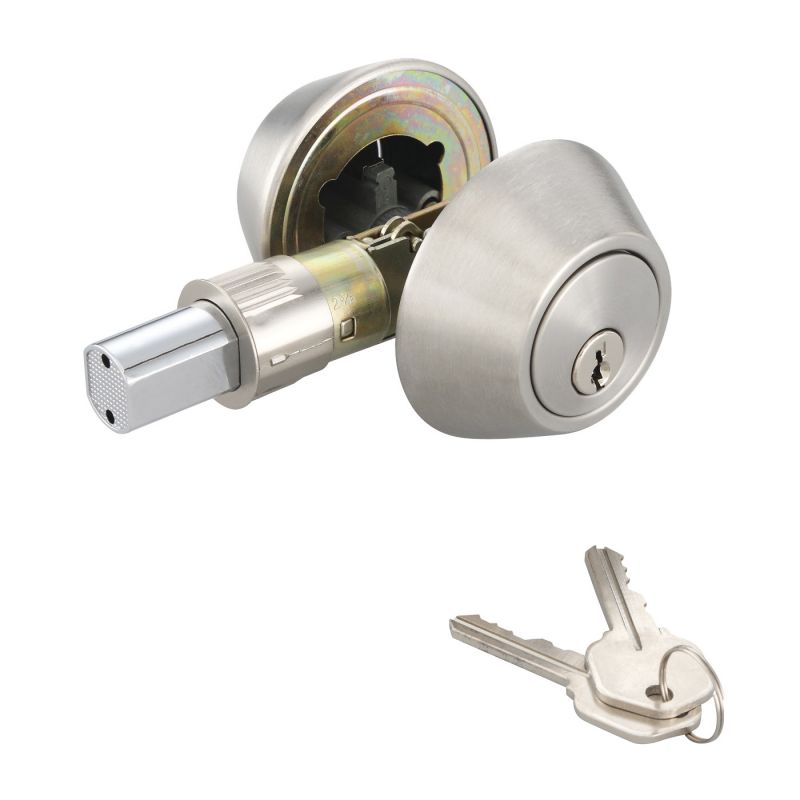 ProSource T-D102SS Deadbolt, 3 Grade, Stainless Steel, 2-3/8 to 2-3/4 in Backset, KW1 Keyway (Pack of 3)