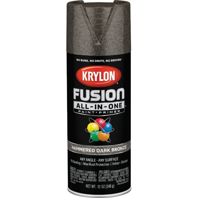 Krylon Fusion All-In-One Spray Paint &amp; Primer Hammered Dark Bronze, 12 Oz.