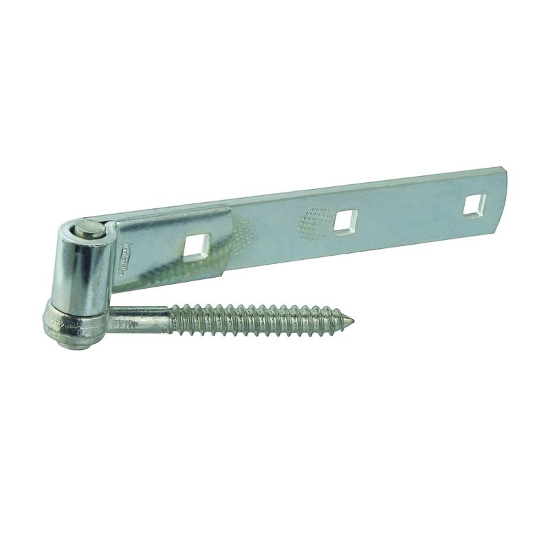 National Hardware N129-767 Hook/Strap Hinge, 0.22 in Thick Leaf, Steel, Zinc, Screw Mounting, 150 lb