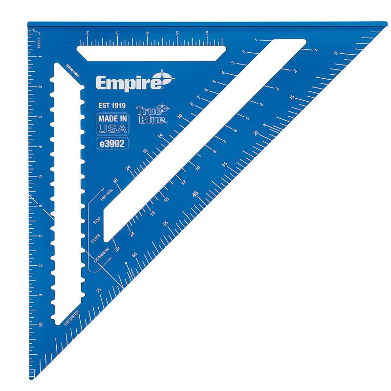 Empire E3992 Rafter Square, 0.13 in Graduation, Aluminum, 12 in L, 11.9 in W Blue