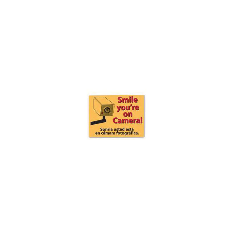 Centurion SIGN SMILE Shoplifting Sign, Rectangular, Smile you&#039;re On Camera!, Red Legend, Yellow Background, Plastic