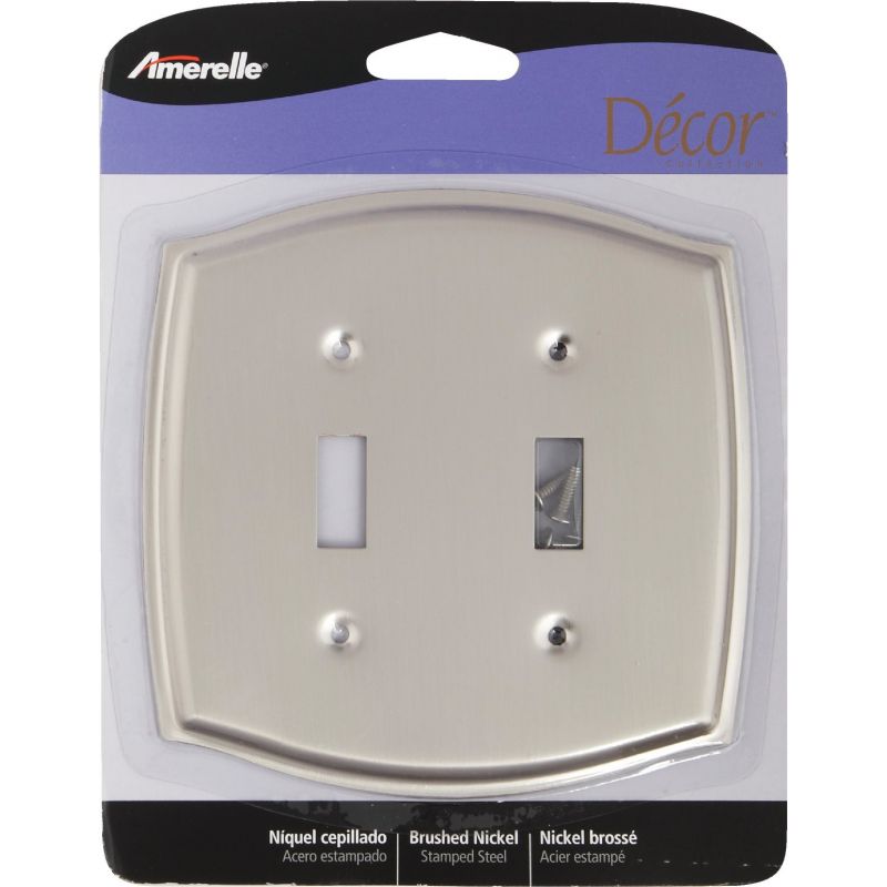Amerelle Sonoma Stamped Steel Switch Wall Plate Brushed Nickel