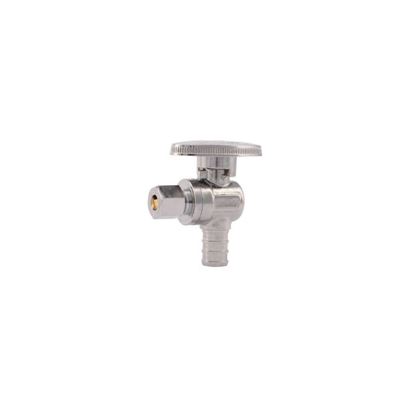SharkBite COLORmaxx Series 23056LF Stop Angle, 1/2 x 1/4 in Connection, Barb, 80 psi Pressure, Quarter-Turn Actuator