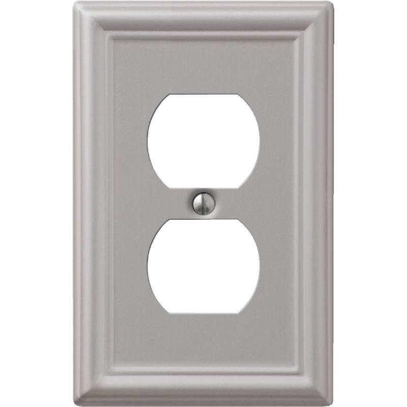 Amerelle Chelsea Stamped Steel Outlet Wall Plate Brushed Nickel