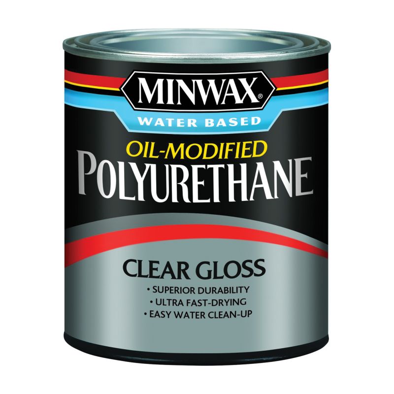 Minwax 230154444 Polyurethane, Gloss, Liquid, Clear, 0.5 pt, Can Clear