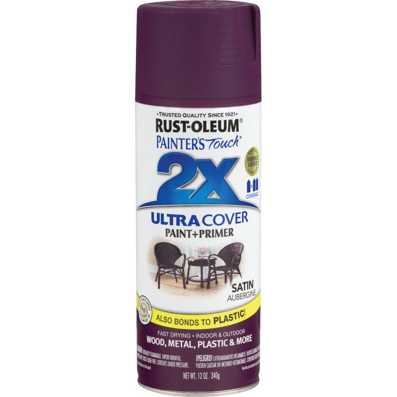 Rust-Oleum Painter&#039;s Touch 2X Ultra Cover Paint + Primer Spray Paint Aubergine, 12 Oz.