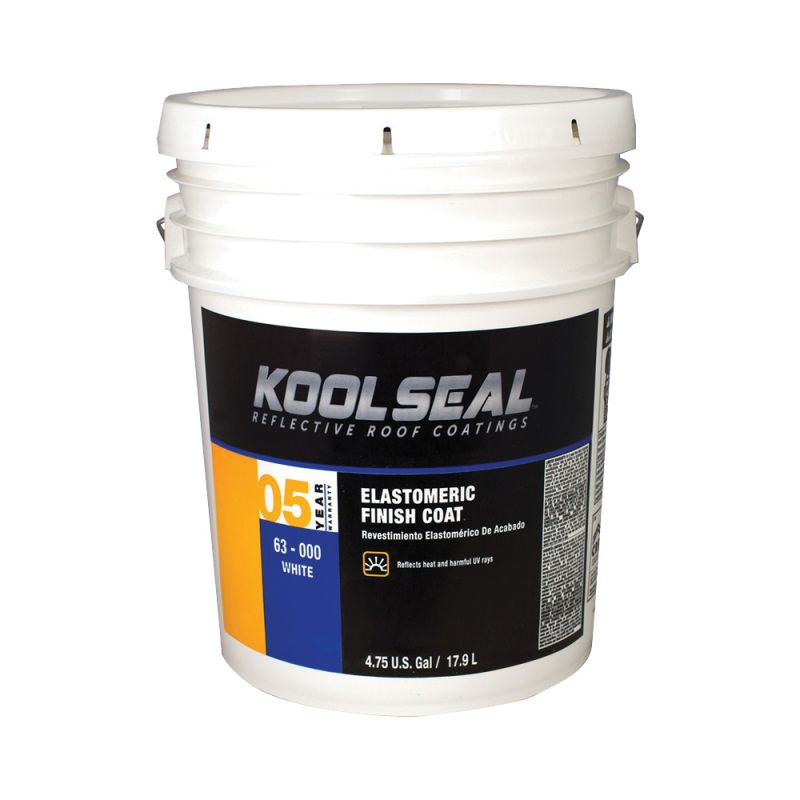 Kool Seal KS0063000-20 Elastomeric Roof Coating, White, 4.75 gal, Pail, Liquid White