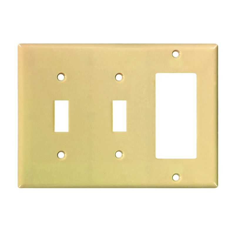 Eaton Wiring Devices 2173V-BOX Combination Wallplate, 4-1/2 in L, 6-3/8 in W, 3 -Gang, Thermoset, Ivory Ivory