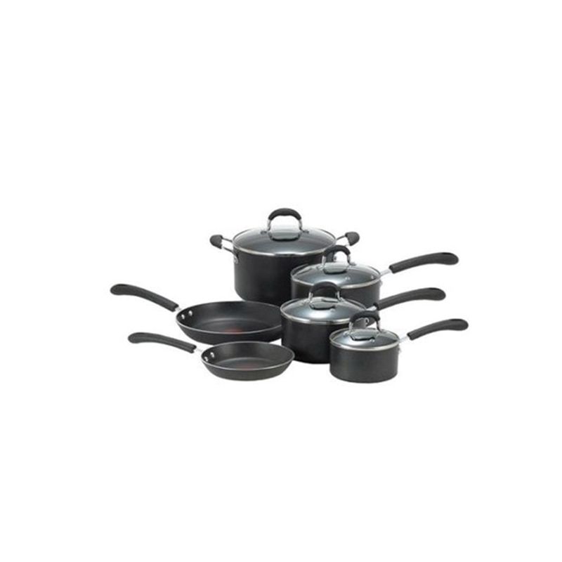 T-fal B167SA64 Cookware Set, Aluminum, Gray, 10-Piece Gray