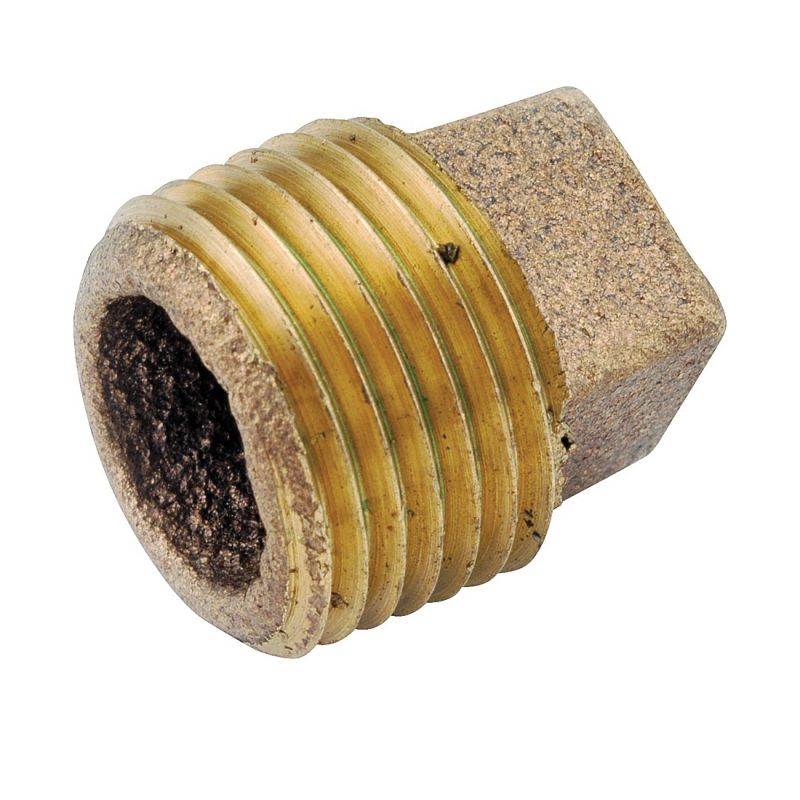 Anderson Metals 738109-24 Pipe Plug, 1-1/2 in, IPT, Cored Square Head, Brass Red