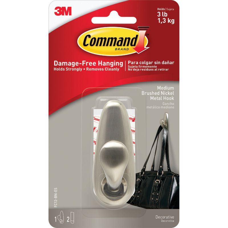 Command Forever Classic Adhesive Hook Brushed Nickel
