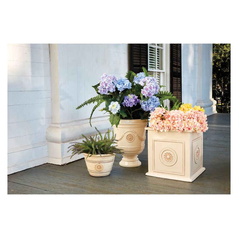 Southern Patio CMX-091851 Porter Planter, 18 in H, 15-1/2 in W, 15-1/2 in D, Urn, Ceramic, Neutral Gray, Gloss Neutral Gray