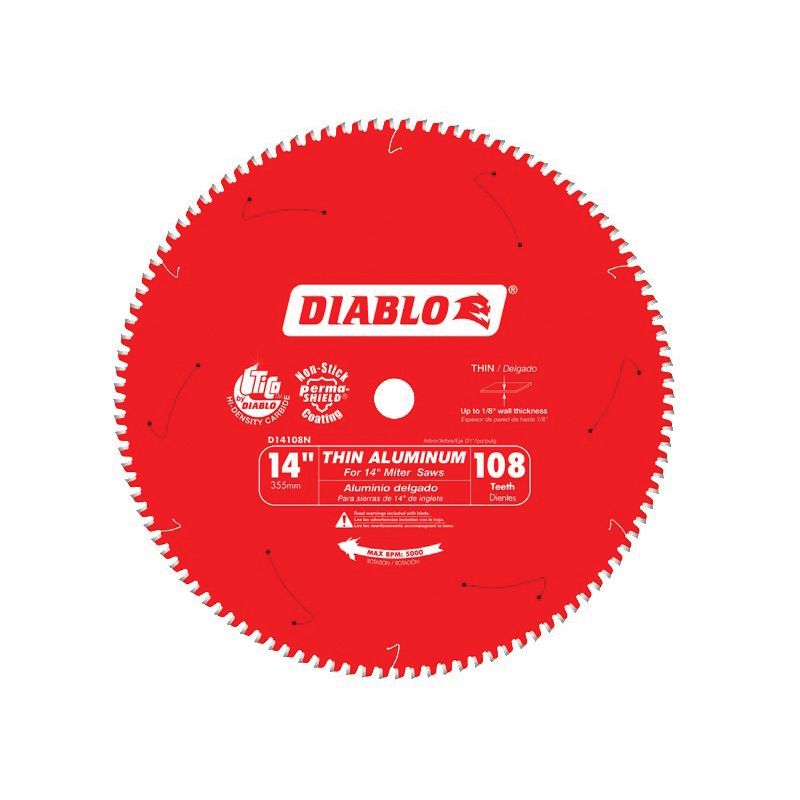 Diablo D14108N Circular Saw Blade, 14 in Dia, 1 in Arbor, 108-Teeth, Carbide Cutting Edge