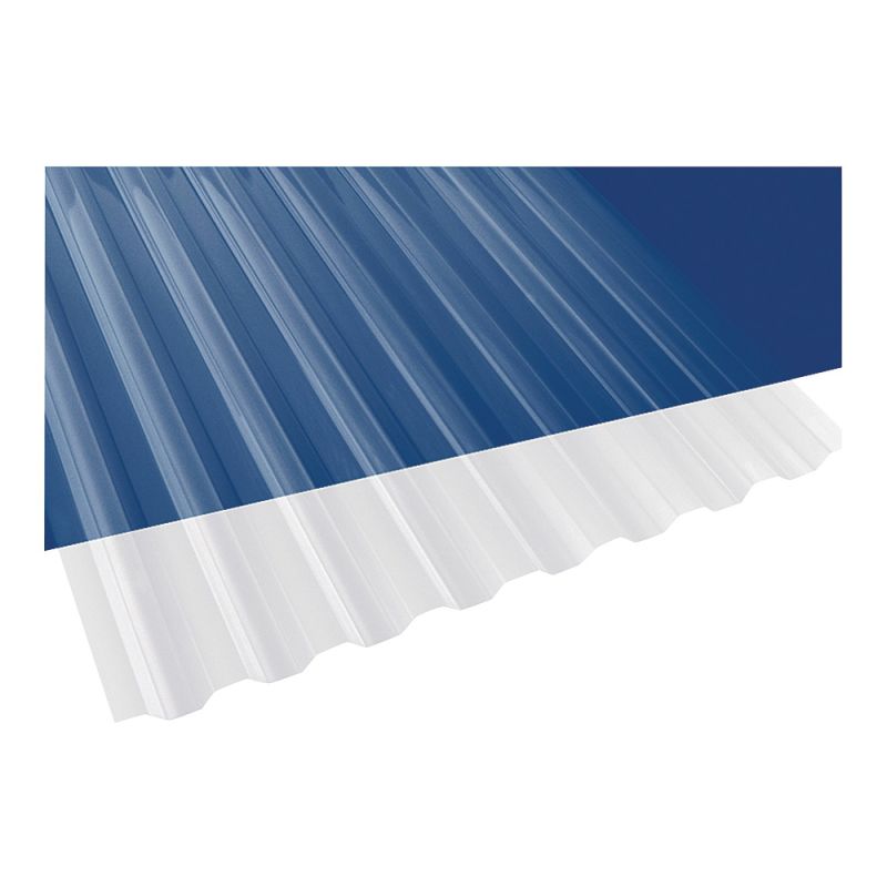 Suntuf 101697 Corrugated Panel, 8 ft L, 26 in W, Greca 76 Profile, 0.032 in Thick Material, Polycarbonate, Clear Clear