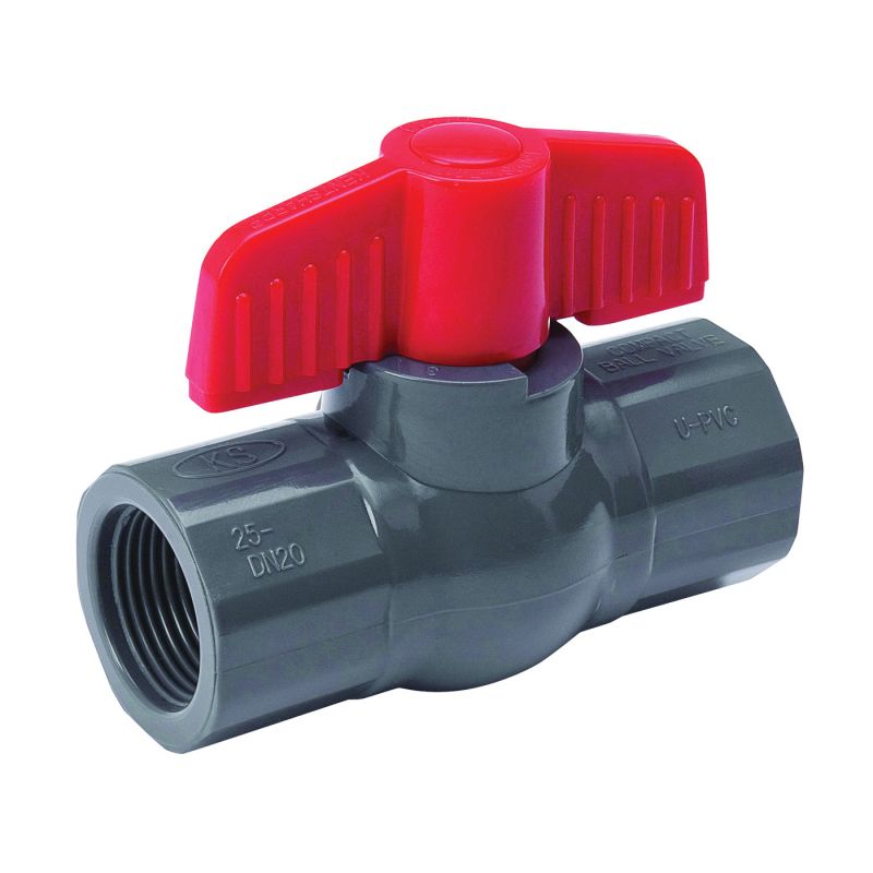 B &amp; K 107-104 Ball Valve, 3/4 in Connection, FPT x FPT, 150 psi Pressure, PVC Body Gray
